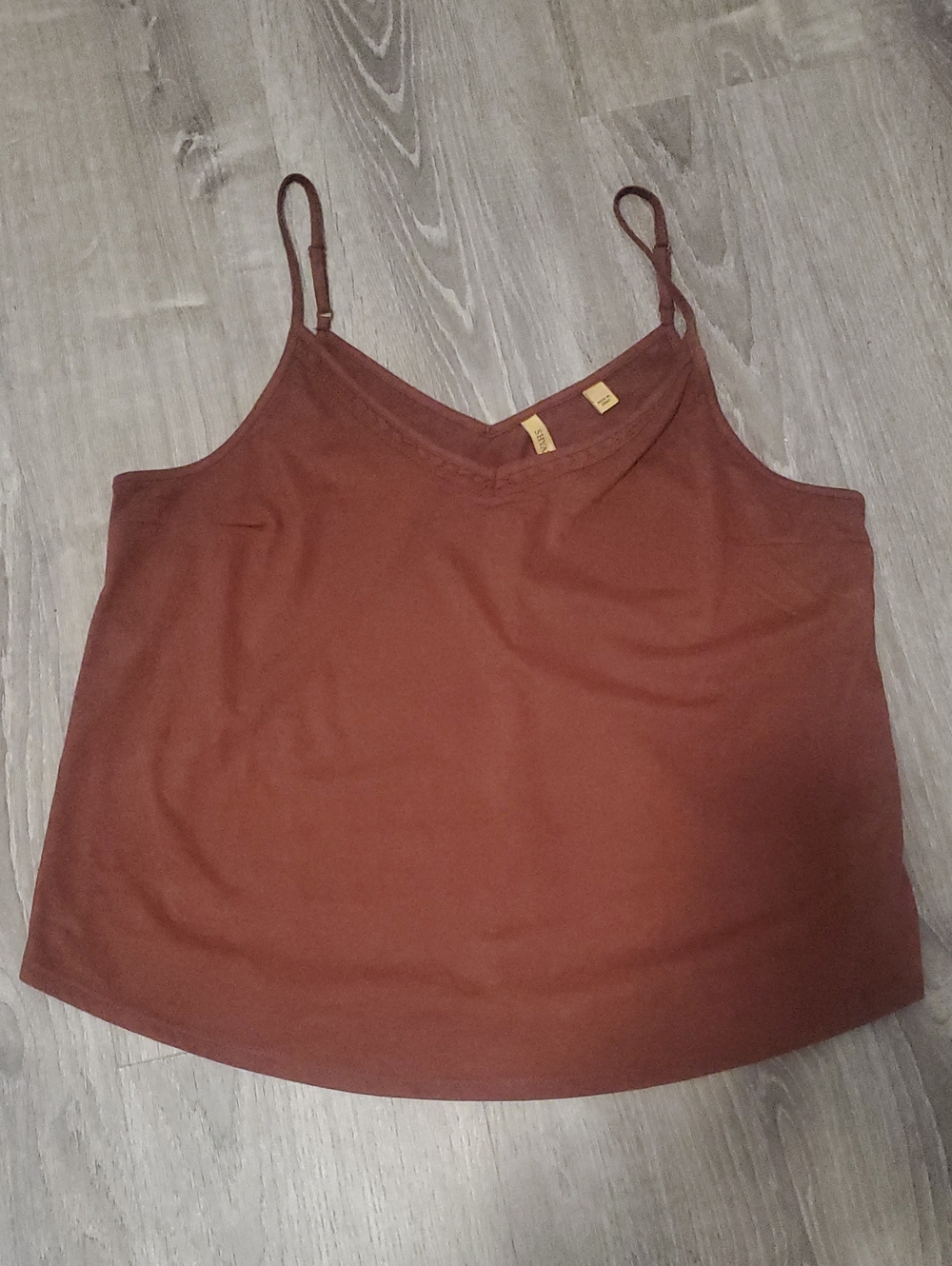 Shyanne Rust Faux Suede Latter V-Neck Spaghetti Strap Camisole XL